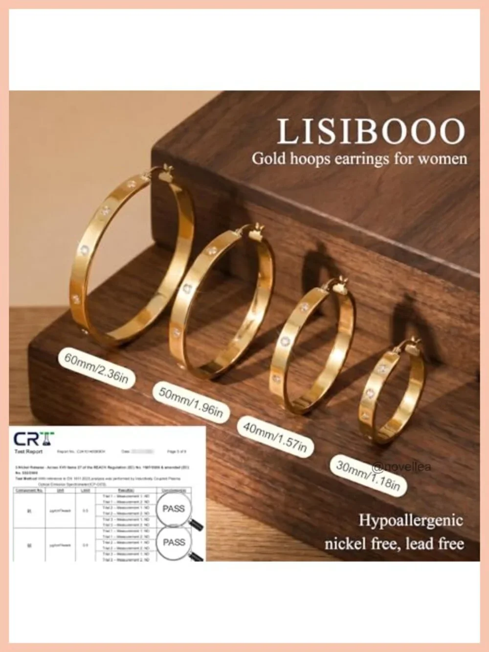 14K Gold Plated Hoop Earrings for Women CZ 30-60MM Hypoallergenic Lightweight
